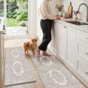 Color&Geometry Kitchen Mat 2PCs-24x59+24x87 Vintage Anti Fatigue, Khaki