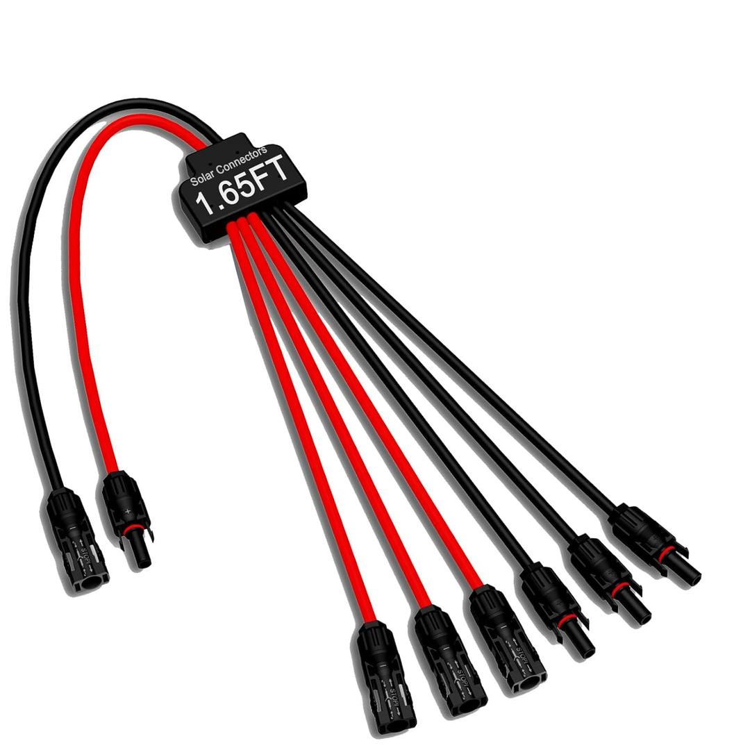 Solar Connectors for 3 Solar Panels, Tool-Free Solar Panel Wires and Connectors, Waterproof Solar Cable Splitter, 2 to 6 Y Branch Parallel Adapter for Solar Extension Cable (1 PCS)