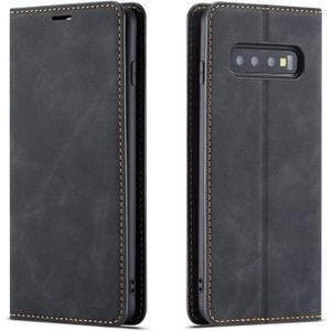 QLTYPRI for Samsung Galaxy S10e Case, Premium PU Leather Cover TPU Bumper with Card Holder Kickstand Hidden Magnetic Adsorption Shockproof Flip Wallet Case for Samsung Galaxy S10e - Black