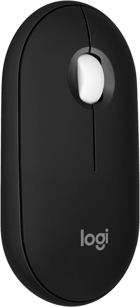 Logitech Pebble Mouse 2 M350s Slim Bluetooth Wireless Mouse, Portable, Lightweight, Customizable Button, Quiet Clicks, Easy-Switch for Windows, macOS, iPadOS, Android, Chrome OS - Black (Black)