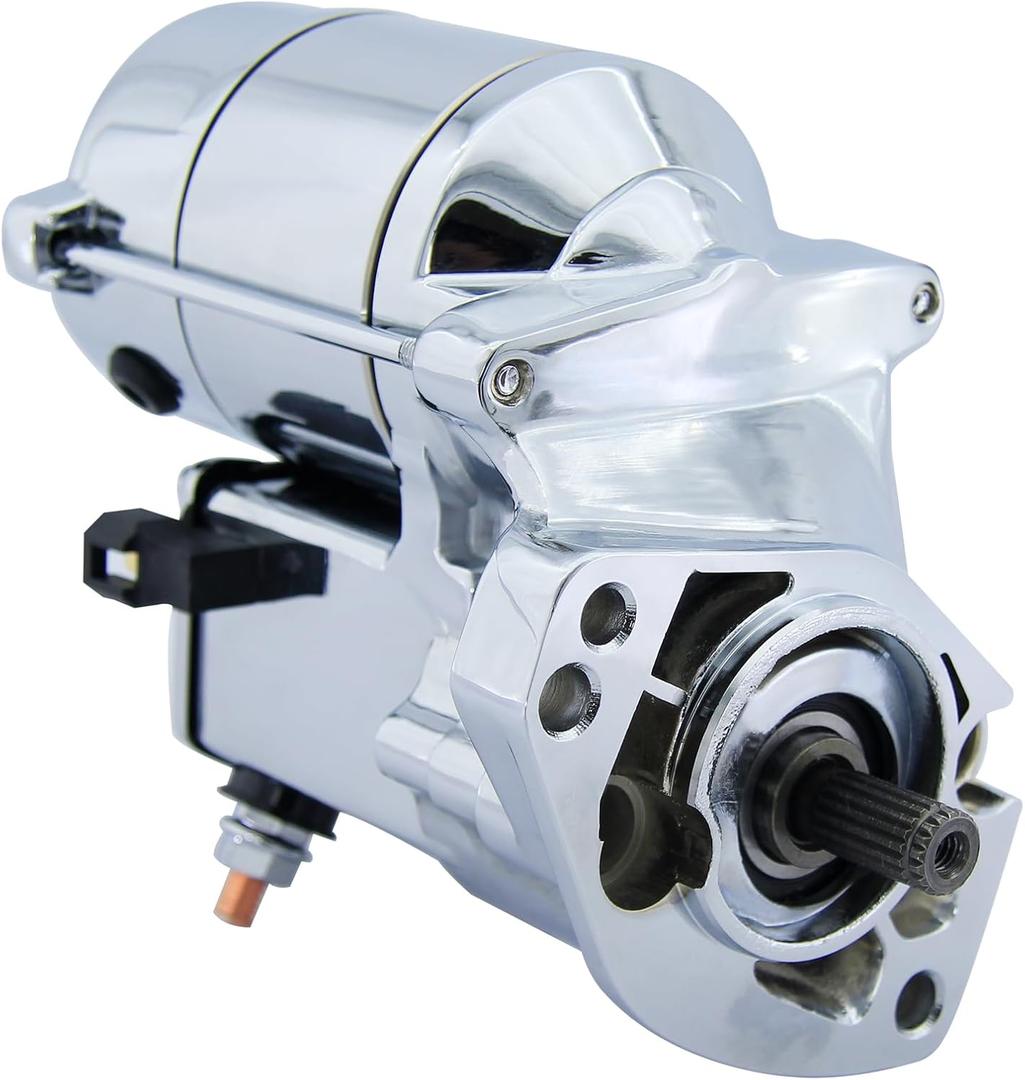 Harley Davidson Chrome Starter Replacement New for 1993-2006 Road King Heritage Softail Dyna Super Wide Glide Ultra Night Train, 3155394A 2280002550 18199N SHD0006C 41052276