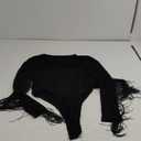 Verdusa Women's Fringe Trim V Neck Long Sleeve Bodysuit Top Black 2xl
