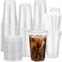 EUHOMY 100 Pack 16oz Clear Plastic Cups with Lids and Straws, Bulk Disposable Coffee Cups, BPA-Free Food Safe Takeaway Cups for Iced Coffee, Smoothies & Cold Drinks