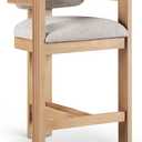 Meridian Furniture 11074Beige-C Sacha Collection Art Deco Counter Stool with Rich Beige Polyester Linen Textured Fabric, Two Tone Weave, Solid Wood Natural Finish, 20.5" W x 21" D x 37.5" H, Beige