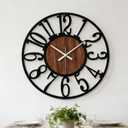 Industrial Wood Metal Cutout Numeral Silent Wall Clock, 16in