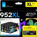 952XL Compatible Ink Cartridge Combo Pack Replacement for 952 XL, Use with Officejet Pro 7740 8210 8710 8720 8740 8715 7720 8725 8730 (B/C/M/Y-4 Pack)