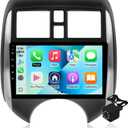 2+64G Android 14 Double Din Car Stereo for Nissan Versa Note 2014-2018 with 9 Inch Touchscreen Radio Built-in Wireless Carplay/Android Auto/GPS/Bluetooth/FM/AUX-in/SWC/Backup Camera