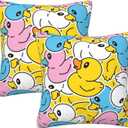Fiokroo Colorful Rubber Ducks Throw Pillow Covers Set of 2 Cute Ducky Pillow Cushion Cases Square Pillowcases for Sofa Bedroom Living Room Car, 18 X 18 Inch