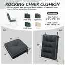 YZ HOME Rocking Chair Cushion Outdoor/Indoor with Memory Foam,Set of Thicken Seat & Back Chair Cushions with Ties,Non-Slip Chair Pad for Rocker,Dark Grey,28 * 18 * 5/18x18x5