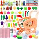 Tagitary Shopping Cart Toy for Kids,82 PCS Toddler Play Grocery Cart with Shopping Bag,Included Pretend Plastic Food Veggies,Play Money Cash and Coins, Learning Toys Play Kitchen Accessories for Kids