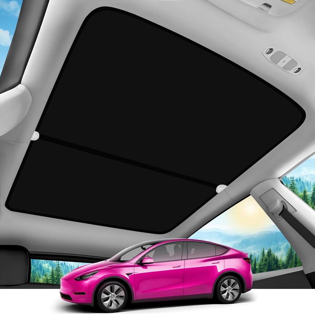 2025 Upgrade Sunshade Roof for Tesla Model Y 2025-2020 [No-Gap/No-Sagging] Roof Sun Shade Heat Insulation Sunroof Shade for Tesla Model Y Accessories 2025-2020 Black