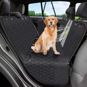 Dog Car Seat Cover, 600D Heavy Durable Dog Seat Cover for Back Seat, 100% Waterproof Scratch Proof Nonslip Dog Hammock for Car with Side Flap, Pet Back Seat Covers for Car with Seatbelt Black (Standard (53.9*57.9 ))