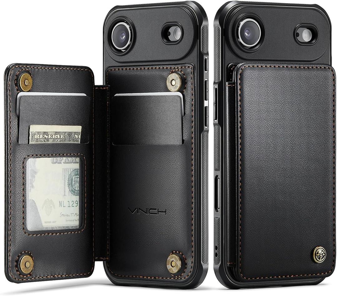 Vinich for iPhone 17 Air Wallet Case with Card Holder, RFID Blocking Credit Slots Kickstand Shockproof Phone Cover Fit for iPhone 17 Air 6.5" Black