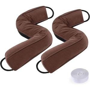 Sunolga 2 Packs 38 Inches 2.2LB Weighted Door Draft Stopper Filled with Glass Beads & Cotton, Removable Machine Washable Sound Proof Under Door Draft Blocker with Anti-Abrasion Bottom for Door, Brown
