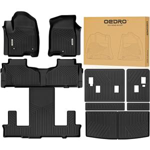 OEDRO Floor Mats Set Fits for Chevy Tahoe/GMC Yukon(Not Fit Yukon XL)/Cadillac Escalade 2021-2026 w/ 7-Seat, All Weather Trunk Mat with Backrest Mats fits Chevy Tahoe Yukon Car Liner Accessories