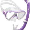 Cressi Snorkeling Silicone Set (Mask & Snorkel) for Kids ages 5 to 15 years old - Pegaso & Iguana: designed in Italy (Lilac/White)