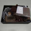 Geyoga 12 Pcs Men Birthdays Gift Set with Box for Men Dad Basket PU Leather Wallet Leather Toiletry Bag Tie Socks Belt Keychain Sunglasses Pen Compass Set