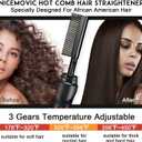 NICEMOVIC Ceramic Heating Hair Straightener Comb - Hot Pressing Brush for Natural Black Hair, Beard Wigs, and Curling (Black)