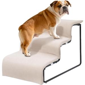 3-Step Pet Stairs with Soft Cushions for Small & Medium Pets Easy Climbing to Bed, Chair, Sofa, Windowsill Sturdy & Safe Design (Pet Stairs Only)