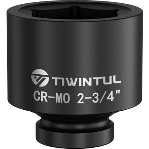 2-3/4" Impact Socket 1" Drive, 6 Point Design, CR-MO, ANSI Certified, Big Jumbo Socket 1 Inch Drive for Mining, Pipeline, Industrial Equipment & Heavy-Duty Maintenance