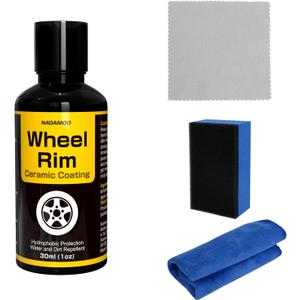 NADAMOO Wheel Rim Ceramic Coating Kit 30ml, High-Heat Resistant Hydrophobic Protection, Gloss Finish, Self-Cleaning, Repels Brake Dust & Dirt, Ceramic Protection for Alloy Rims