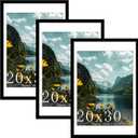 Picrit 20x30 Frame 3 Pack, Black Poster Frame, Display Poster 18 x 24 with Mat or 20 x 30 without Mat for Horizontal or Vertical Wall Mounting
