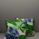 Pillow Perfect Tropic Floral Indoor/Outdoor Accent Throw Pillow, Plush Fill, Weather, and Fade Resistant, Throw - 16.5" x 16.5", Blue/Green Soleil, 2 Count (Accent - 16.5" x 16.5")