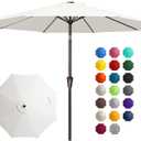 JEAREY 10FT Outdoor Patio Umbrella Outdoor Table Umbrella with Push Button Tilt and Crank, Market Umbrella 8 Sturdy Ribs UV Protection Waterproof for Pool, Garden (Creamy-white)