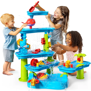 CozyBomB™ Water Table for Toddlers 3-5 | Outdoor Toys Water Play Table, Magnetic Fishing Toy Game, Summer Splash Pond Showers Sand Activity, Sensory Party Birthday Gift Kids Ages 4-8 9-12 (5-Tiers)