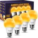 Amber Sleep Light Bulbs, Blue Light Blocking, A15 3W(25 Watt Equivalent) Dim Light Bulbs for Lamp, 1800K Warm Light Bulb, E26 for Healthy Sleep, Bedroom, Kids Room, 4 Pack