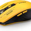 Bluetooth Wireless Mouse - (BT1/BT2+USB Receiver) Tri-Device Compatibility for PC, Laptop, Computer, MacBook, Tablet (Black and Yellow)