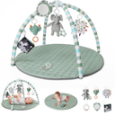 Blissful Diary Baby Play Gym Mat, Play Mat Activity Mat with 6 Detachable Toys for Stage-Based Sensory & Motor Skill Development, Easy to Install & Clean, Baby Essentials Gift, Sage Green