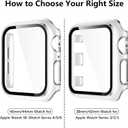 2 x GEAK Compatible with Apple Watch Case 44mm Series 4 Series 5 with Screen Protector, White Bumper All-Around Silver Edge Protective Case for iWatch SE Series 6 5 4 44mm White/Silver