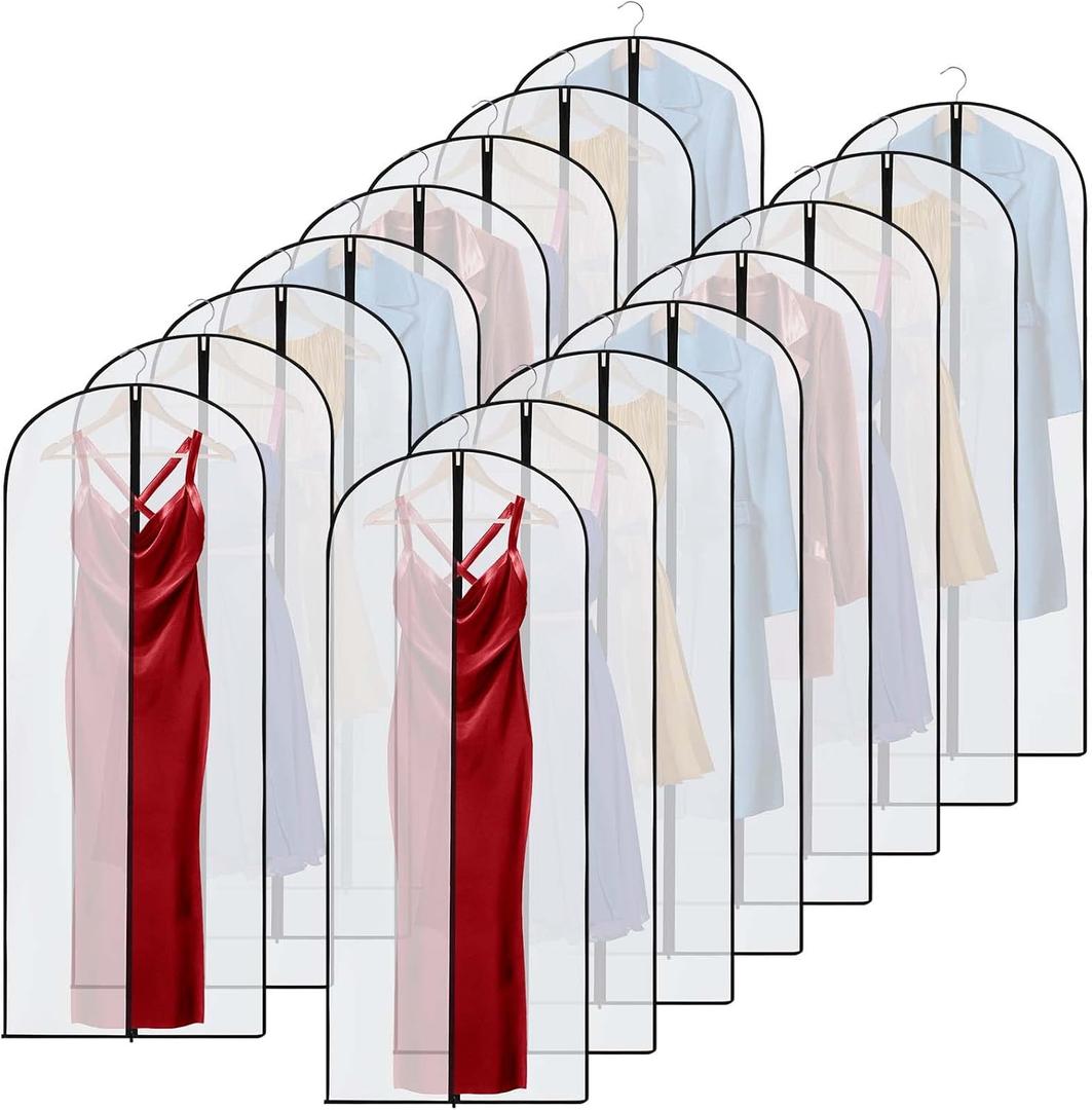 Amylove 20 Pcs 24 x 60 Inch Garment Bags for Hanging Clothes, Dress, Gown, Coat & Suit Storage Bags with Zipper - Dustproof Cover for Closet Clothes Storage Travel (White Black)