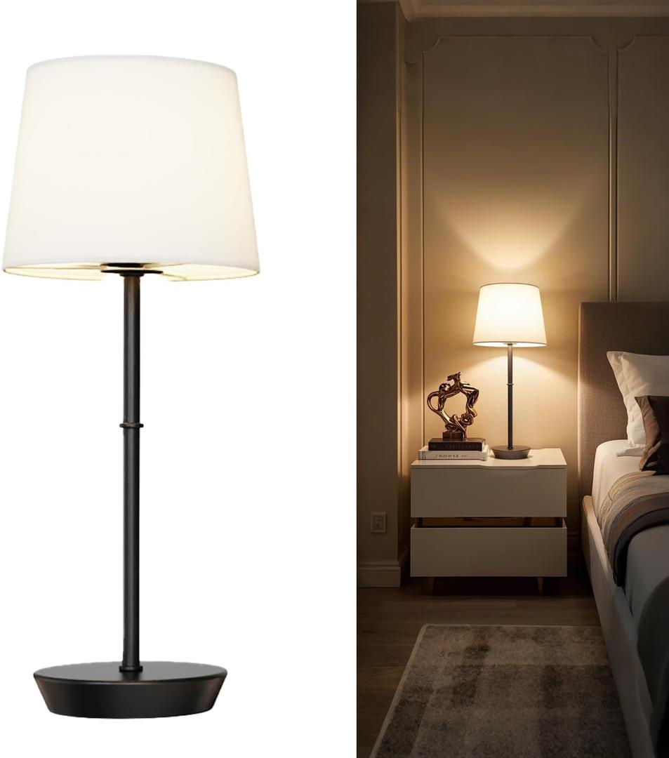 Rechargeable Table Lamp, 5000mAh Battery Powered Cordless Desk Lamp with Dimmable Magnetic RGB Bulbs & Remote, Wireless Mini Touch Lamp for Living Room, Restaurant, Kitchen Counter, Bedside (Black)