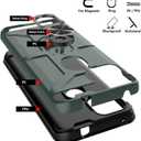 for T-Mobile Revvl 5G Case with 2 Tempered Glass Screen Protector, Full Body Hybrid Hard PC Soft TPU Rotating Kickstand Ring Military Grade Shockproof Protective Case for TCL Revvl 5G, Midnight Green