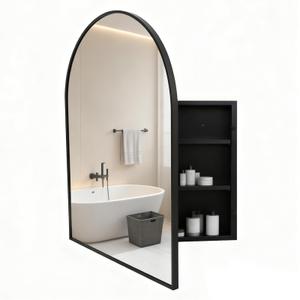 VIWILII Black Metal Medicine Cabinet Arched-Design 20x30"