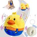 Rechargeable Interactive Moving Dog Toys, Automatic Crazy Jumping Duck for Boredom, Attractive Squeaky Plush Duck Covers A Talking Bouncing Ball with Recording Playback, Puppy Toys to Keep Them Busy