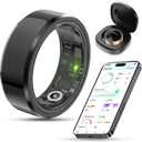 2025 Upgrade Smart Ring Health Tracker for Men Women - IP68 Waterproof Fitness Ring with Sleep Tracker/Heart Rate/Blood Oxygen/Steps/Distance/Calories, Air Shutter, Charging case Up to 7-Day (#9, Black)