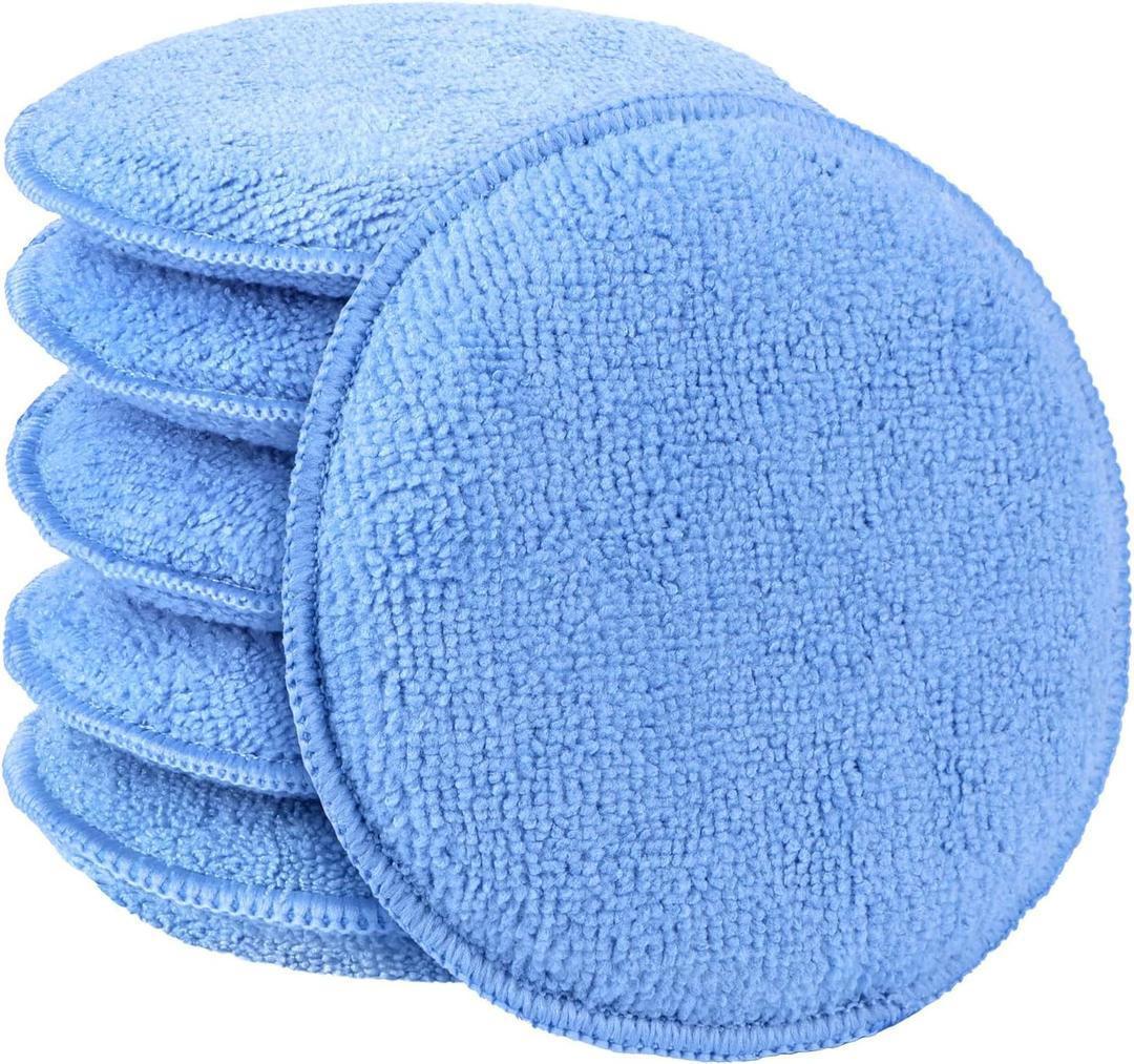 AIDEA Car Wax Applicator Pad, Microfiber Applicator Pad for Buffing & Detail Polishing, 12PK Round Foam Pads for Car Cleaning and Fine Polishing, 5 Inch