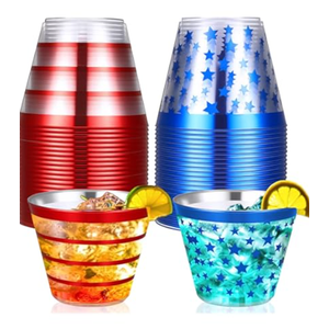 Jingmore 50 Pcs 4th of July Disposable Cups 9 oz Plastic Patriotic Party Drinking Cups Independence Day Tumblers for 250th Anniversary Memorial Day American Flag Party Supplies Veterans Election