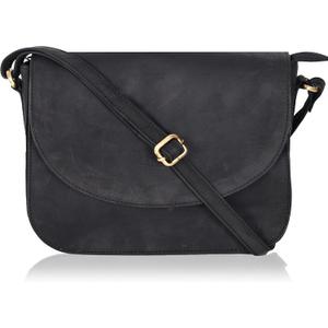 Genuine Leather Shoulder Crossbody Purse For Women with Adjustable Strap, Mobile Pocket & Outside & Inside Zipper (Black Hunter)