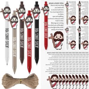 Sayglossy 25 Sets Christian Gifts Bulk Bible Verse Ballpoint Pens Jesus Loves You Gifts Christian Pens with Prayer Cards Religious Church Fathers Day Supplies for Office Coworker Staff Employee Team