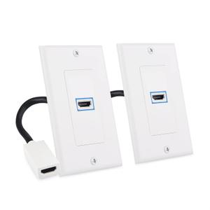 Cable Matters 2-Pack 1-Port 8K HDMI Wall Plate, Supports [8K@60Hz, 4K@120Hz, VRR, ALLM, HDR, HDCP 2.3], HDMI Wall Outlet, White