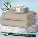 DECOLURE 100% Viscose Derived from Bamboo Sheets Full Size 4pcs - Ultra Soft & Luxuriously Cooling, 17" Deep Pocket, Double Stitching, Perfect for Hot Sleepers - Full Bed Sheets (Taupe)