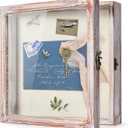 TJ.MOREE Flowers Shadow Box Display Case 11 x 11 Shadow Box Frame with Glass Window Door Farmhouse Picture Frame Wedding Bouquet Memorabilia Photos Memory Box for Keepsakes - White Pink