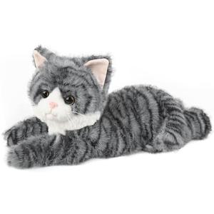 Gray Tabby Cat Stuffed Animals, Microwavable Stuffed Animal Adorable Fluffy Cat Plush for Warmth & Comfort, Heatable & Coolable Lavender Scent Cat Toys, Cute Soft Plushies Cat Gifts for Kids & Adults