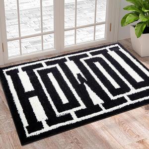 RoomTalks Washable Howdy Rug Indoor Doormat, Cowboy Country Rustic Southwestern Bathroom Rugs Non Slip Bath Mat, Wild West Rodeo Texas Throw Rugs 2x3 Small Area Rug for for Bedroom Bathroom Kitchen (Black)