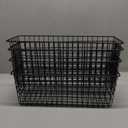 4 Set [EXTRA LARGE] Hanging Wall Mount Storage Baskets with Adhesive Hooks & Steel Hooks, Multiuse Sturdy Wire Metal Organizing Baskets for Home Kitchen Bathroom Pantry Utility Organizer, Black