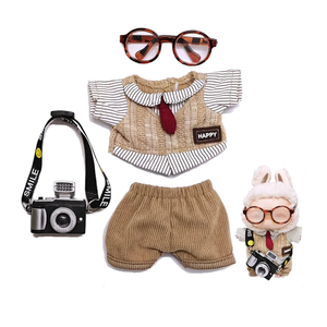 Doll Clothes Set for 17cm Doll Compatible with Labubu Clothes Dolls Accessories Dress Up Suitable for 6.7" Dolls (No Doll) (Brown Dress)